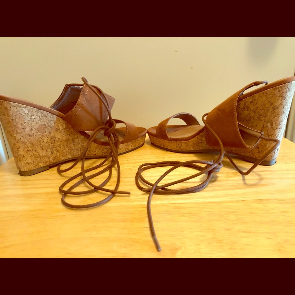 Suede wedge sandals